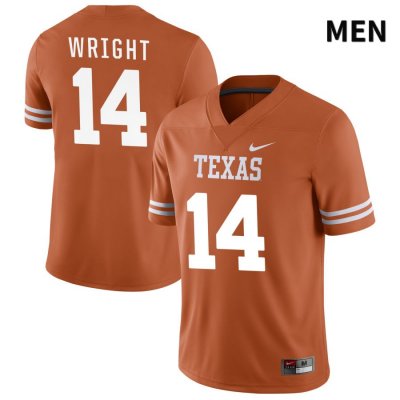 Texas Longhorns Men's #14 Charles Wright Authentic Orange NIL 2022 College Football Jersey FYY64P3F